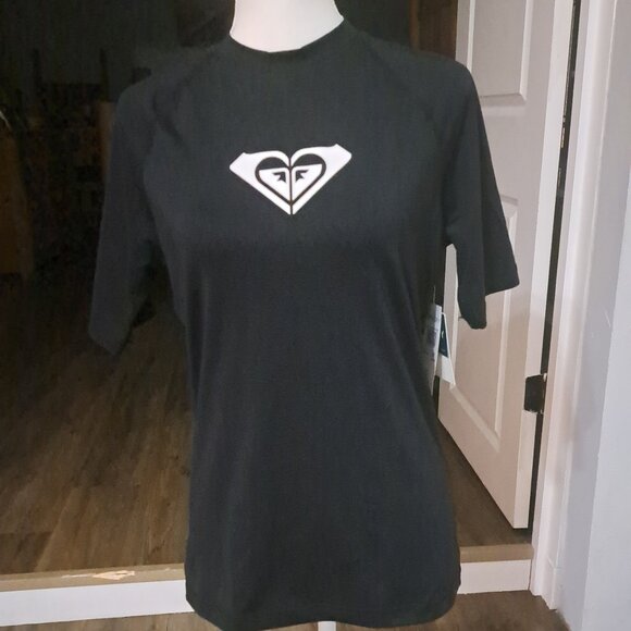 Roxy Rash Guard Whole Hearted UPF 50+ Sort Sleeve XL NWT - Picture 1 of 8